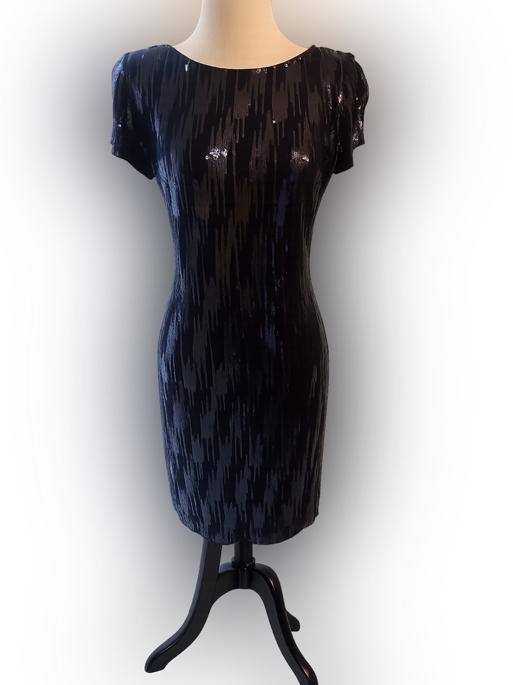 Rubber Ducky Productions Blue Sequin Bodycon Mini Party Dress Y2K Stretch Large